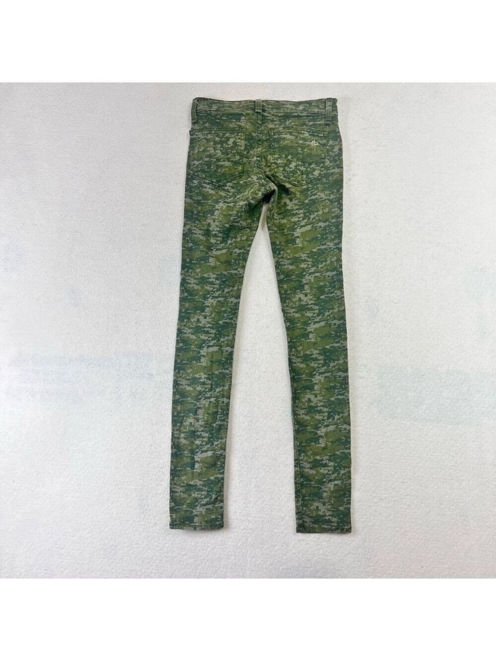 Rag & Bone Skinny Ankle Jeans Size 24 Green Camo Low Rise - Picture 3 of 14